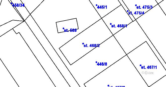 Parcela st. 468/2 v KÚ Olšany u Prostějova, Katastrální mapa
