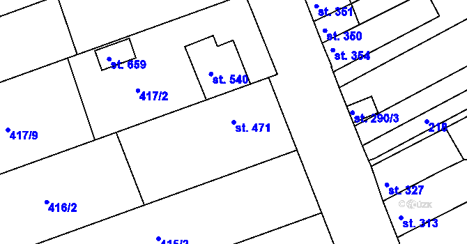 Parcela st. 471 v KÚ Olšany u Prostějova, Katastrální mapa
