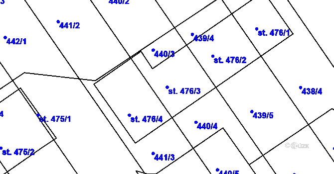 Parcela st. 476/3 v KÚ Olšany u Prostějova, Katastrální mapa