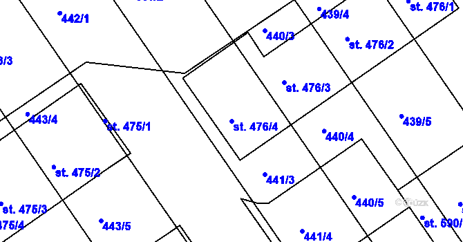 Parcela st. 476/4 v KÚ Olšany u Prostějova, Katastrální mapa