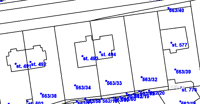 Parcela st. 494 v KÚ Olšany u Prostějova, Katastrální mapa