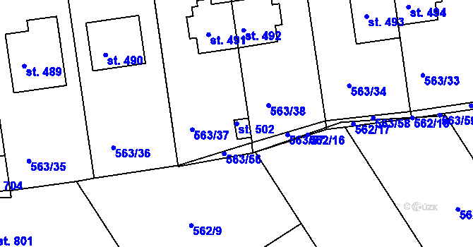 Parcela st. 502 v KÚ Olšany u Prostějova, Katastrální mapa