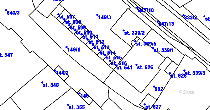 Parcela st. 515 v KÚ Olšany u Prostějova, Katastrální mapa