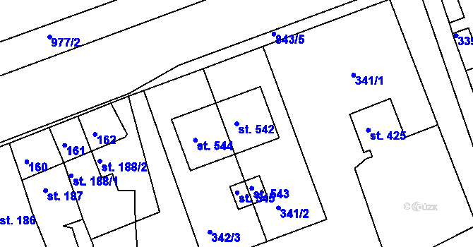 Parcela st. 542 v KÚ Olšany u Prostějova, Katastrální mapa