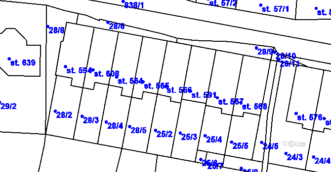 Parcela st. 566 v KÚ Olšany u Prostějova, Katastrální mapa