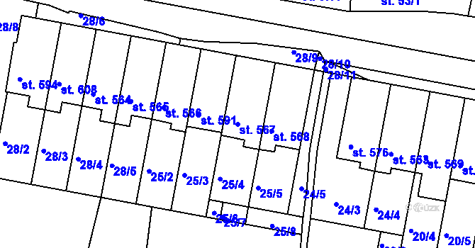 Parcela st. 567 v KÚ Olšany u Prostějova, Katastrální mapa