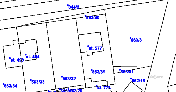 Parcela st. 577 v KÚ Olšany u Prostějova, Katastrální mapa