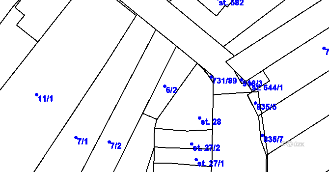Parcela st. 6/2 v KÚ Olšany u Prostějova, Katastrální mapa