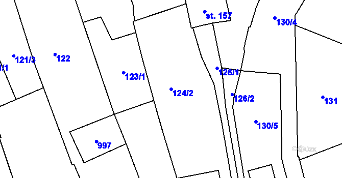 Parcela st. 124/2 v KÚ Olšany u Prostějova, Katastrální mapa