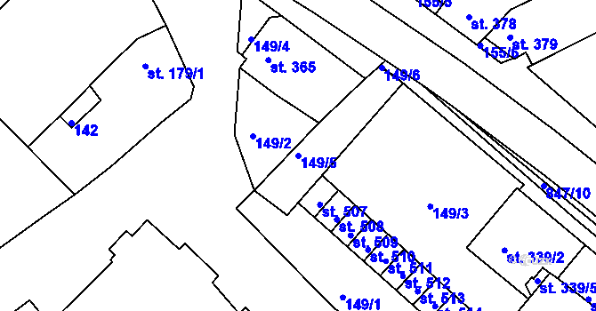 Parcela st. 149/5 v KÚ Olšany u Prostějova, Katastrální mapa