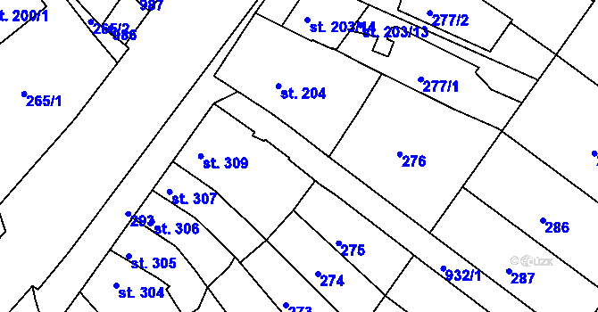 Parcela st. 292 v KÚ Olšany u Prostějova, Katastrální mapa