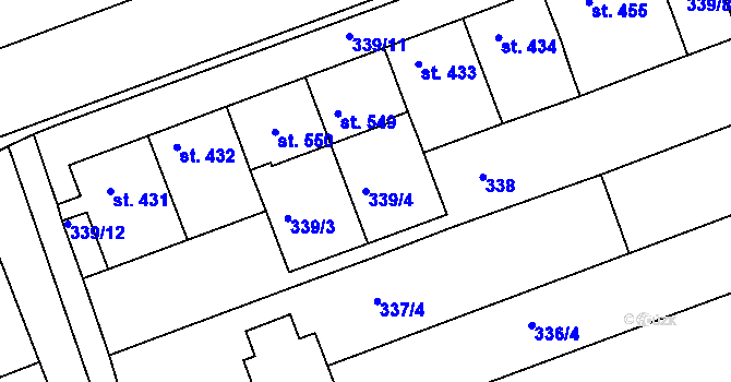 Parcela st. 339/4 v KÚ Olšany u Prostějova, Katastrální mapa