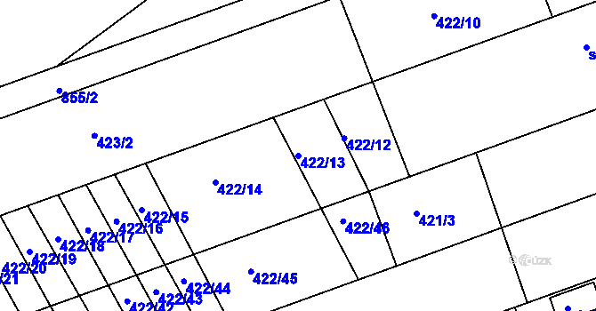 Parcela st. 422/13 v KÚ Olšany u Prostějova, Katastrální mapa