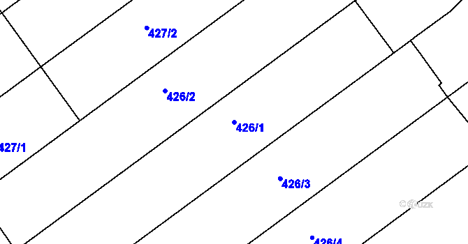 Parcela st. 426/1 v KÚ Olšany u Prostějova, Katastrální mapa