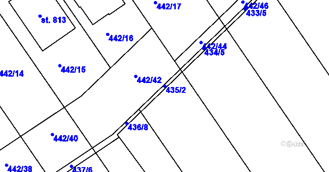Parcela st. 435/2 v KÚ Olšany u Prostějova, Katastrální mapa