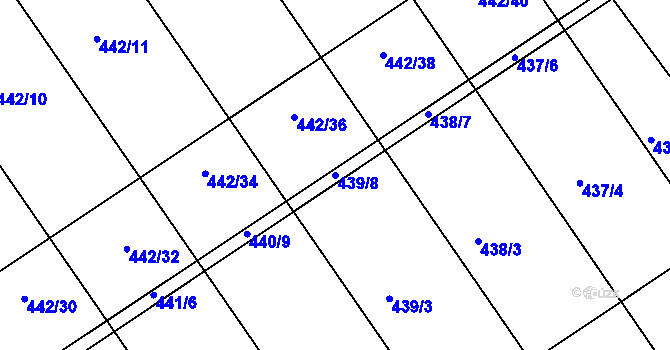 Parcela st. 439/8 v KÚ Olšany u Prostějova, Katastrální mapa