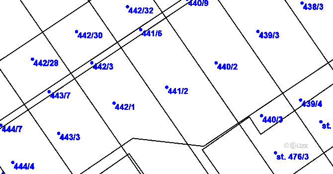 Parcela st. 441/2 v KÚ Olšany u Prostějova, Katastrální mapa