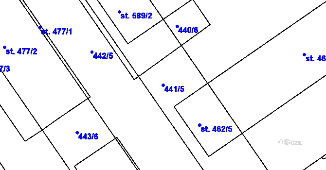 Parcela st. 441/5 v KÚ Olšany u Prostějova, Katastrální mapa