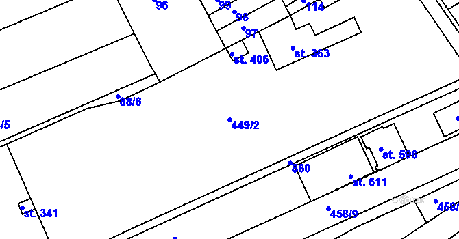 Parcela st. 449/2 v KÚ Olšany u Prostějova, Katastrální mapa