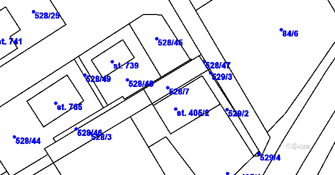 Parcela st. 528/7 v KÚ Olšany u Prostějova, Katastrální mapa