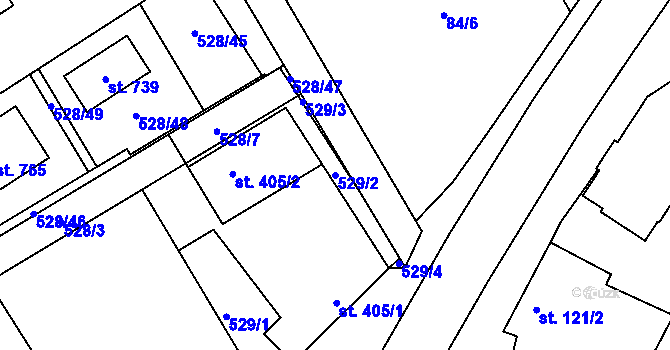 Parcela st. 529/2 v KÚ Olšany u Prostějova, Katastrální mapa