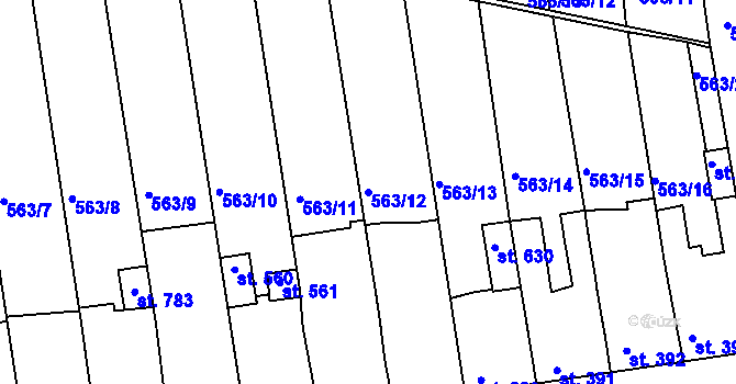 Parcela st. 563/12 v KÚ Olšany u Prostějova, Katastrální mapa