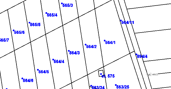 Parcela st. 564/2 v KÚ Olšany u Prostějova, Katastrální mapa