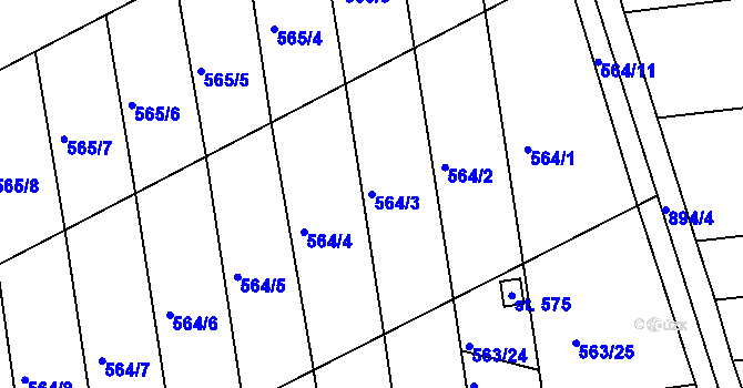Parcela st. 564/3 v KÚ Olšany u Prostějova, Katastrální mapa