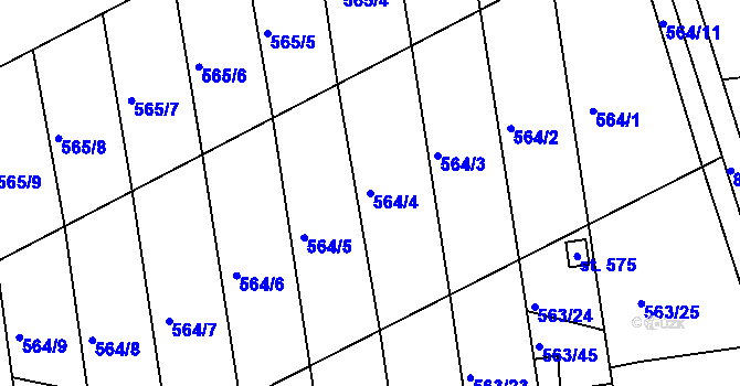 Parcela st. 564/4 v KÚ Olšany u Prostějova, Katastrální mapa