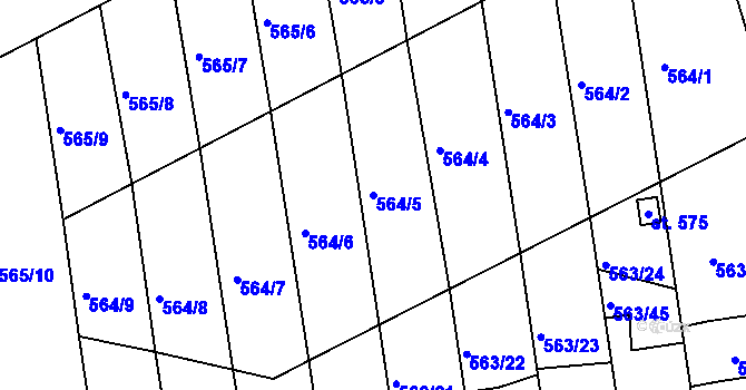 Parcela st. 564/5 v KÚ Olšany u Prostějova, Katastrální mapa