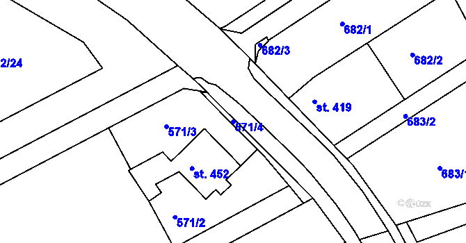 Parcela st. 571/4 v KÚ Olšany u Prostějova, Katastrální mapa