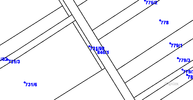 Parcela st. 846/1 v KÚ Olšany u Prostějova, Katastrální mapa