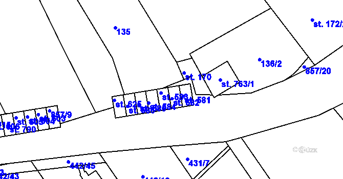 Parcela st. 857/3 v KÚ Olšany u Prostějova, Katastrální mapa