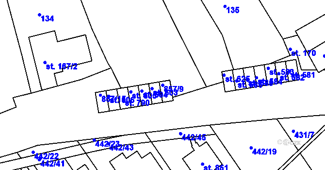 Parcela st. 857/9 v KÚ Olšany u Prostějova, Katastrální mapa