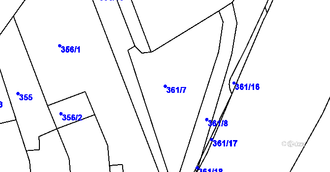 Parcela st. 361/7 v KÚ Olšany u Prostějova, Katastrální mapa