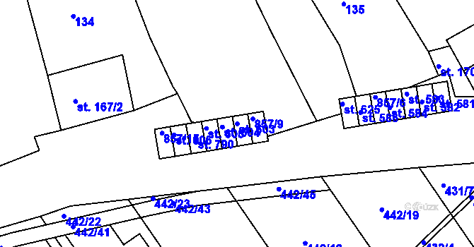 Parcela st. 603 v KÚ Olšany u Prostějova, Katastrální mapa