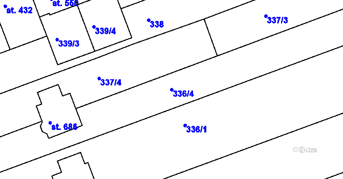 Parcela st. 336/4 v KÚ Olšany u Prostějova, Katastrální mapa