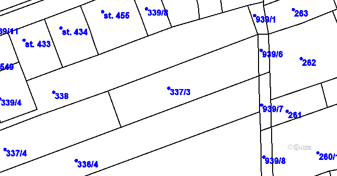 Parcela st. 337/3 v KÚ Olšany u Prostějova, Katastrální mapa