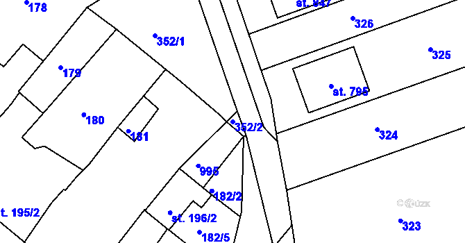 Parcela st. 352/2 v KÚ Olšany u Prostějova, Katastrální mapa