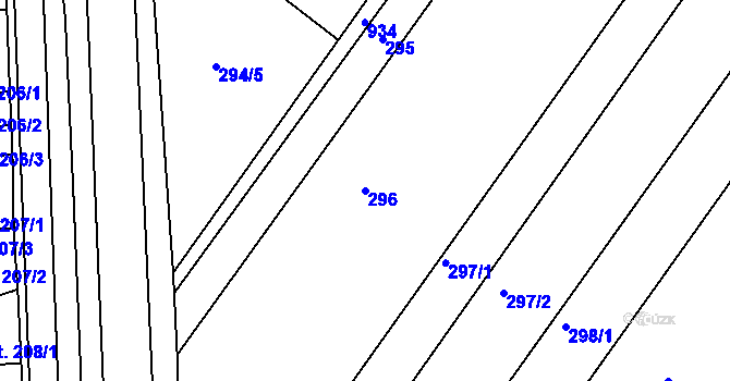 Parcela st. 296 v KÚ Olšany u Prostějova, Katastrální mapa