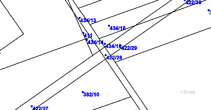 Parcela st. 422/28 v KÚ Olšany u Prostějova, Katastrální mapa