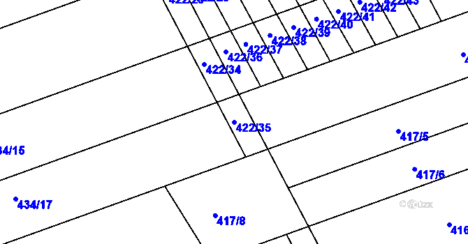 Parcela st. 422/35 v KÚ Olšany u Prostějova, Katastrální mapa
