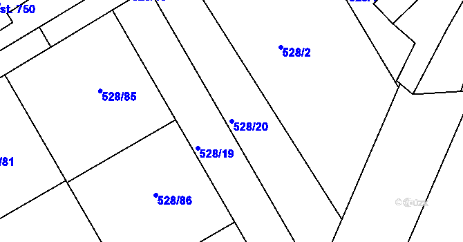 Parcela st. 528/20 v KÚ Olšany u Prostějova, Katastrální mapa