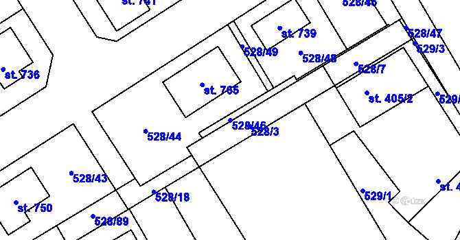 Parcela st. 528/46 v KÚ Olšany u Prostějova, Katastrální mapa