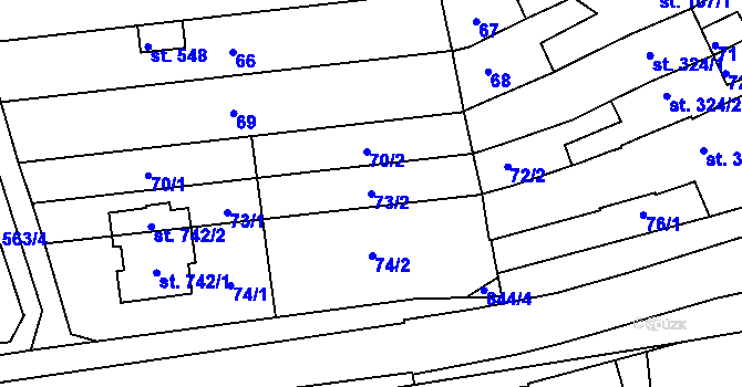 Parcela st. 73/2 v KÚ Olšany u Prostějova, Katastrální mapa