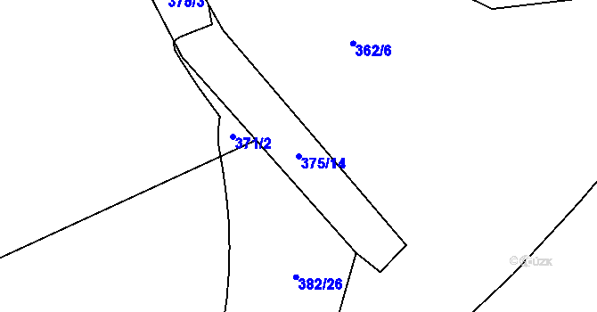 Parcela st. 375/14 v KÚ Olšany u Prostějova, Katastrální mapa
