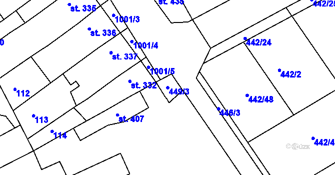 Parcela st. 449/3 v KÚ Olšany u Prostějova, Katastrální mapa