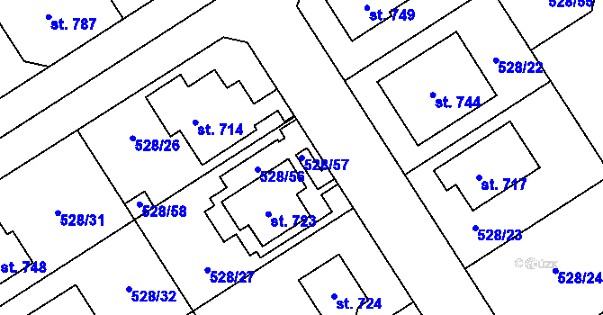 Parcela st. 528/57 v KÚ Olšany u Prostějova, Katastrální mapa