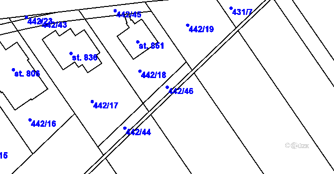 Parcela st. 442/46 v KÚ Olšany u Prostějova, Katastrální mapa