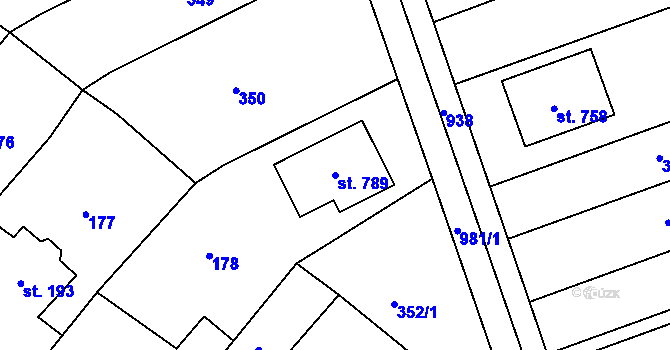 Parcela st. 789 v KÚ Olšany u Prostějova, Katastrální mapa